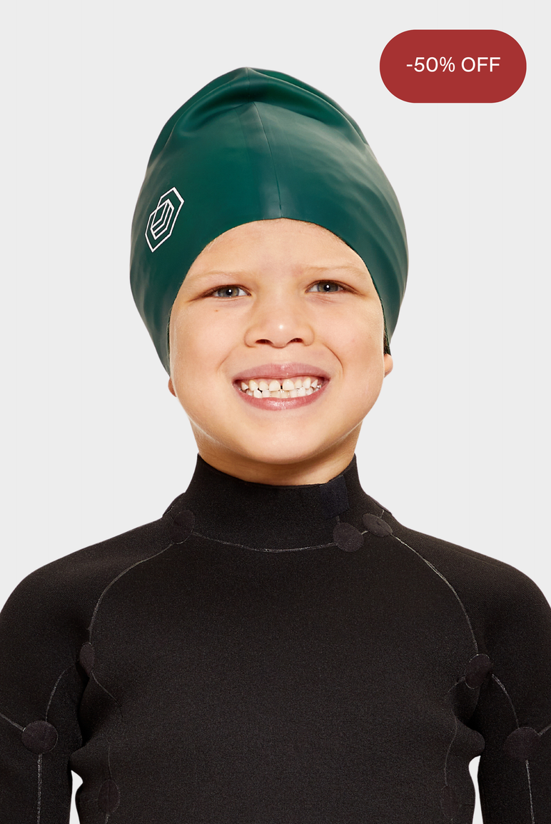 Large Junior Swim Cap in Green