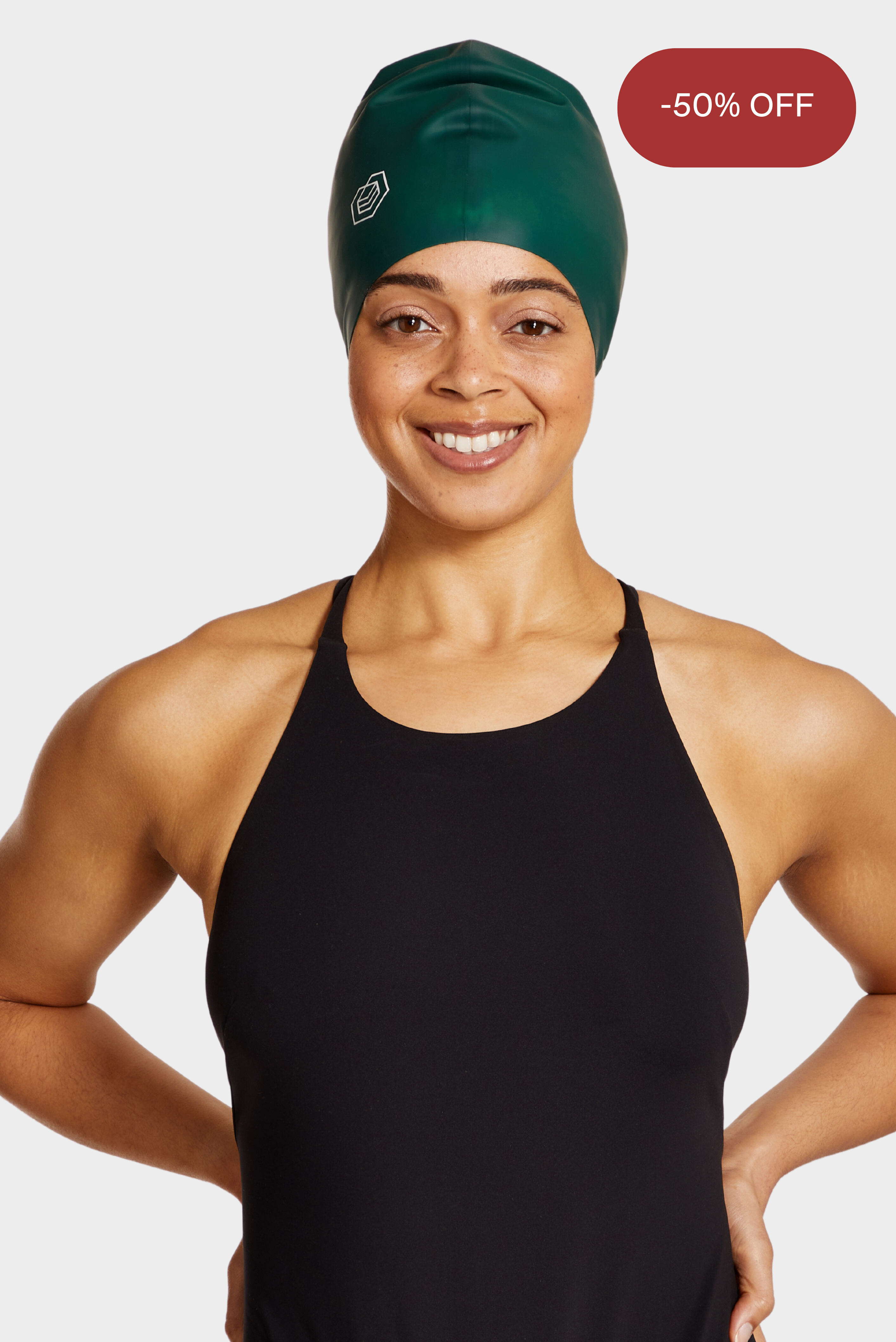 Large Swim Cap for Long Hair in Navy / Green